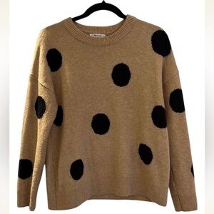 Madewell Tan and Black Polka Dot Sweater